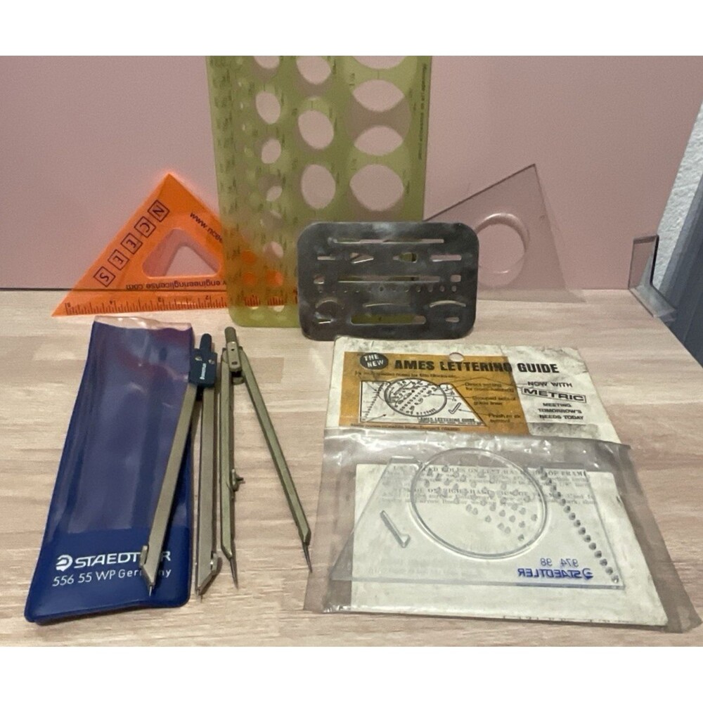 Mixed Drafting & Engineering Tool Lot Templates Geometry Drawing Supplies